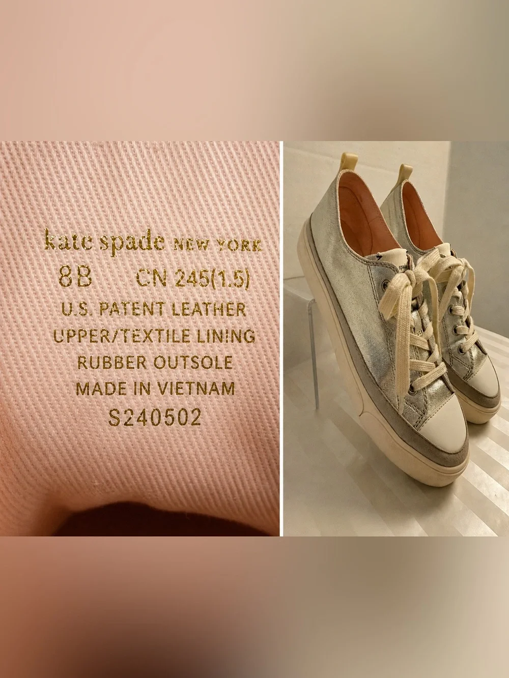 Kate Spade New York Kaia Metallic Platform Sneakers Size 8